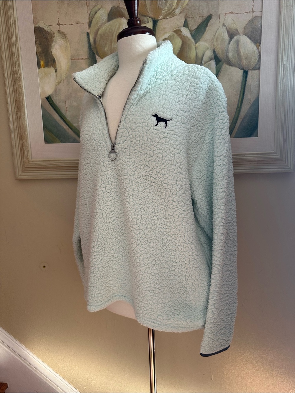 Victoria’s Secret PINK Fleece Sweatshirt Sherpa Mint Green Quarter Zip L - Picture 4 of 10